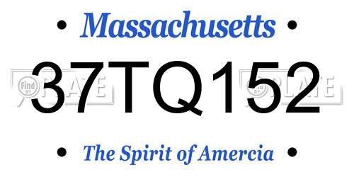 37TQ152 Massachusetts License Plate
