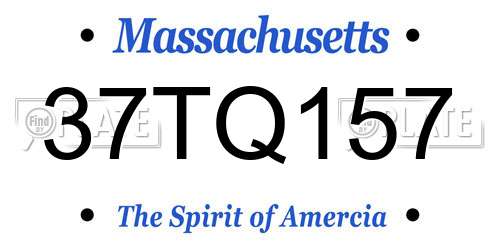 37TQ157 Massachusetts License Plate