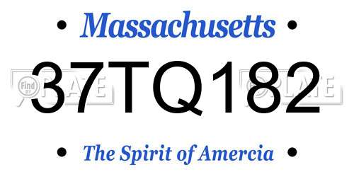37TQ182 Massachusetts License Plate