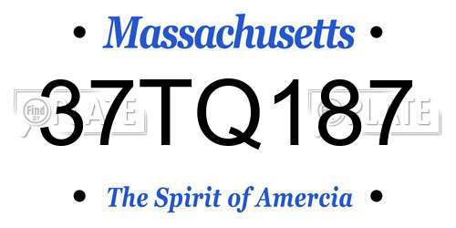 37TQ187 Massachusetts License Plate