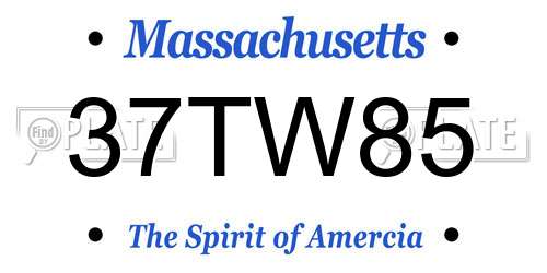 37TW85 Massachusetts License Plate