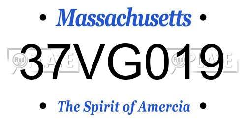 37VG019 Massachusetts License Plate