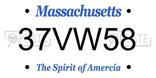 37VW58 Massachusetts License Plate