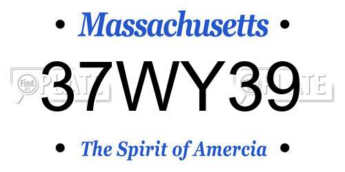 37WY39 Massachusetts License Plate