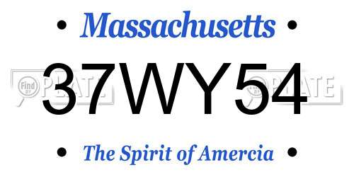 37WY54 Massachusetts License Plate