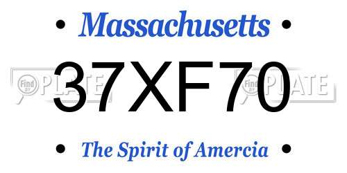 37XF70 Massachusetts License Plate