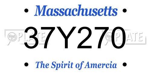 37Y270 Massachusetts License Plate