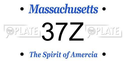 37Z Massachusetts License Plate