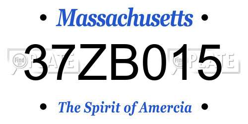 37ZB015 Massachusetts License Plate