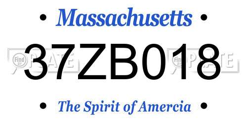 37ZB018 Massachusetts License Plate