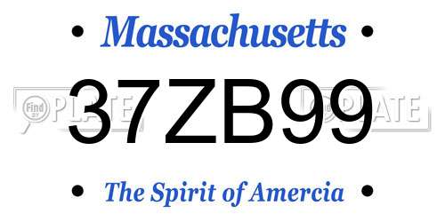 37ZB99 Massachusetts License Plate
