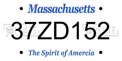 37ZD152 Massachusetts License Plate