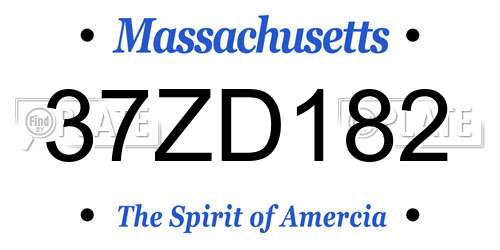 37ZD182 Massachusetts License Plate
