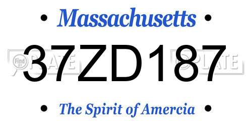 37ZD187 Massachusetts License Plate