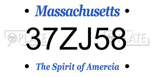 37ZJ58 Massachusetts License Plate