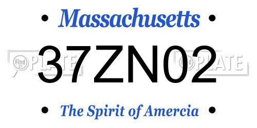 37ZN02 Massachusetts License Plate
