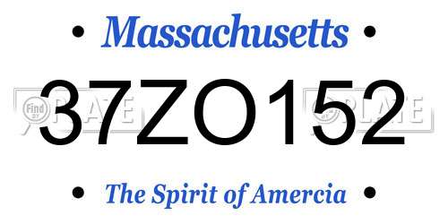 37ZO152 Massachusetts License Plate