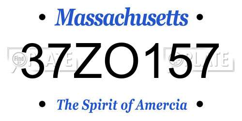 37ZO157 Massachusetts License Plate