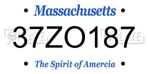 37ZO187 Massachusetts License Plate