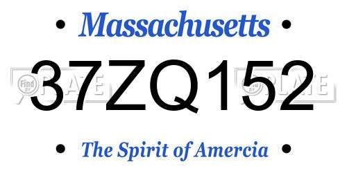 37ZQ152 Massachusetts License Plate