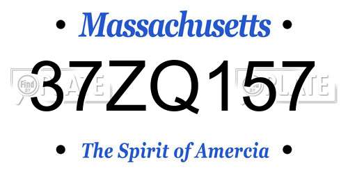37ZQ157 Massachusetts License Plate
