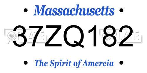 37ZQ182 Massachusetts License Plate