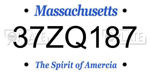 37ZQ187 Massachusetts License Plate