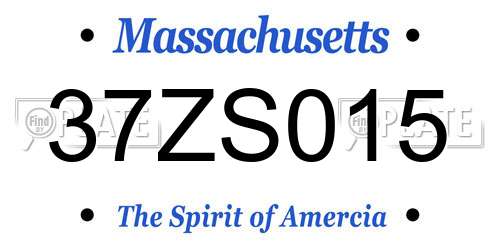 37ZS015 Massachusetts License Plate