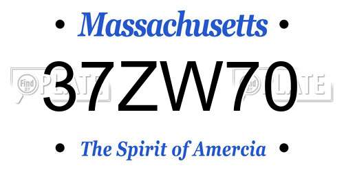 37ZW70 Massachusetts License Plate