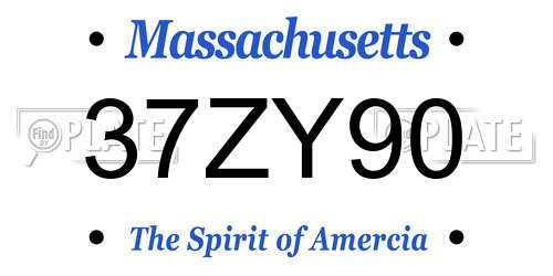 37ZY90 Massachusetts License Plate