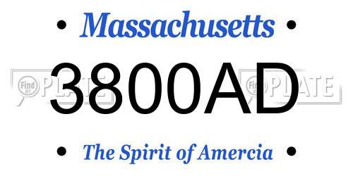 3800AD Massachusetts License Plate