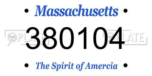 380104 Massachusetts License Plate