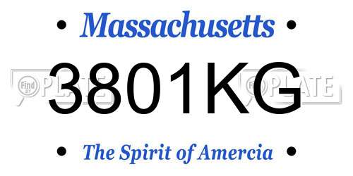 3801KG Massachusetts License Plate