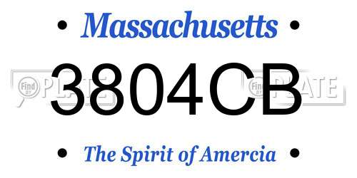 3804CB Massachusetts License Plate