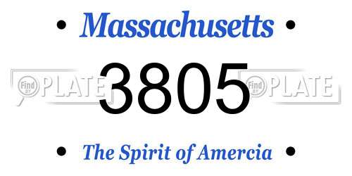 3805 Massachusetts License Plate