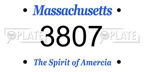 3807 Massachusetts License Plate