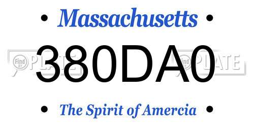 380DA0 Massachusetts License Plate