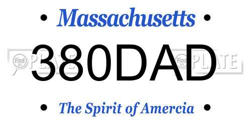380DAD Massachusetts License Plate
