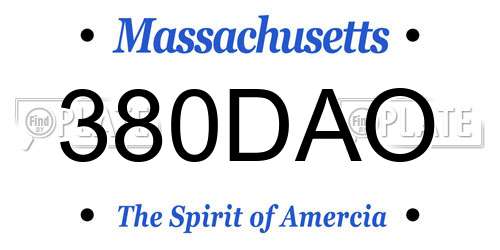 380DAO Massachusetts License Plate