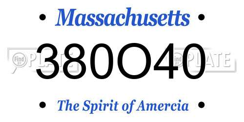 380O40 Massachusetts License Plate