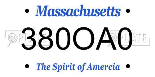 380OA0 Massachusetts License Plate