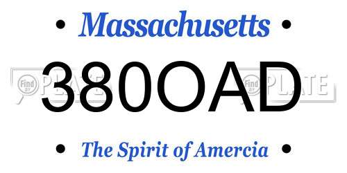 380OAD Massachusetts License Plate
