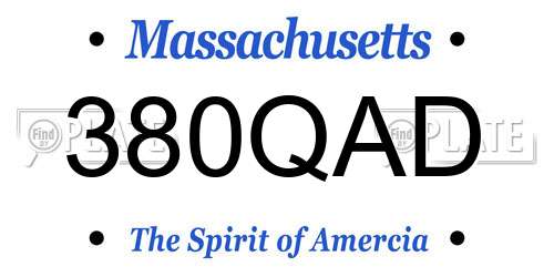 380QAD Massachusetts License Plate