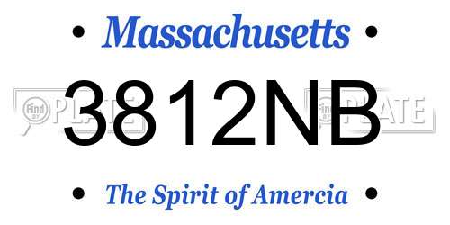 3812NB Massachusetts License Plate