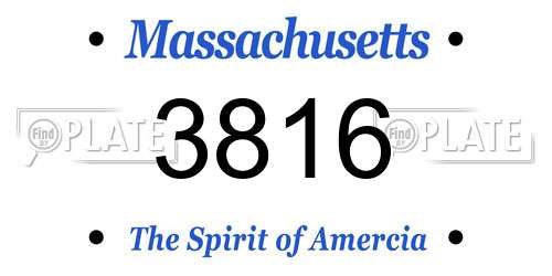 3816 Massachusetts License Plate