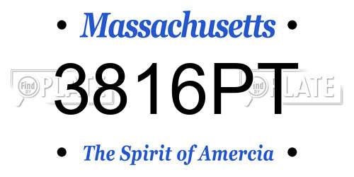 3816PT Massachusetts License Plate