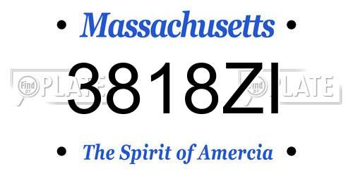3818ZI Massachusetts License Plate