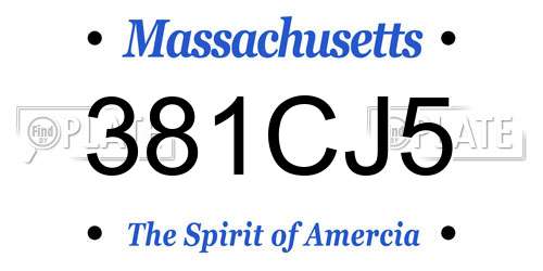381CJ5 Massachusetts License Plate