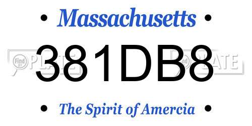 381DB8 Massachusetts License Plate