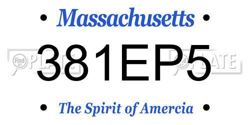 381EP5 Massachusetts License Plate